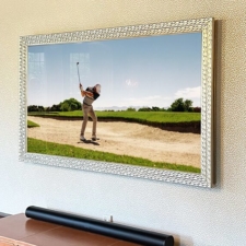 65" Landscape Framed TV - Signature Carved (SC42-S-RM) Silver scallop designed Framed television with external soundbar