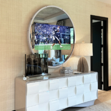 55" Circle - Leather (Edelman Gypsum) - KA Design Group/Holiday House Hamptons 2024