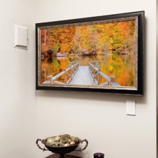 43" Landscape - Signature Carved the best economical mirror tv choice with traditional framing in nyc bedroom to hide your technology