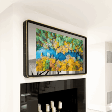 65" Contour Landscape Plus - Rounded Corners Leather The Hamptons Long Island with the best quality dielectric Sony mirror tv with rounded contour corners leather frame with straps and gilded edges