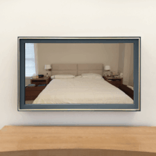 55" Landscape - Gilded Shaped 55 in television behind the best mirror tv glass in bedroom