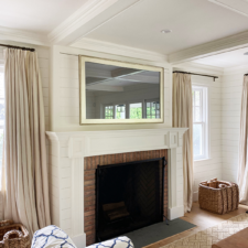 65" Landscape - Gilded Shaped 4k 65" mirror television over traditional mantel brick