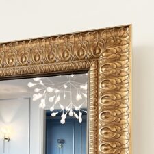 Signature Carved - SCX23-G-O golden peacock feather frame design on white wall