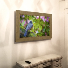 48" Landscape - Signature Wood mirror tv edge to edge 48" over bedroom dresser