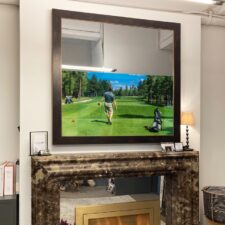 55" Square - Signature Essentials in HearthCabinet Ventless Fireplaces Showroom Reflectel in HearthCabinet NYC square prefinished tv mirror