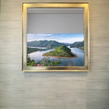 55" Square - Gilded Shaped Mirror TV with a yellow gold gilded frame