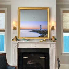 50" Square - Gilded Shaped 50" Square Shaped Mirror TV in 22K Yellow Gold over a Fireplace