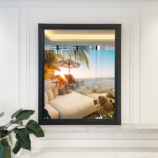 55" Portrait - Signature Carved for Baccarat Miami 55" Black signature carved Mirror TV in Baccarat Miami showroom