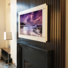 55" Landscape - Specialty Wood 55" Landscape White Wood Mirror TV over mantel