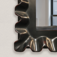 Specialty Wood - SW8 black carved wood frame in a piecrust design with red clay underneath