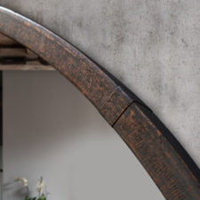 Circle Frame - Copper Leather L60-HC Distressed copper leather for a circle TV Mirror