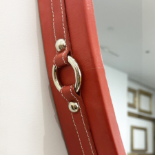 Red Leather Circle Mirror TV