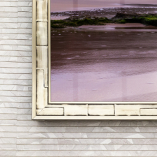 Signature Carved - SC29 Thin silver tv mirror frame on textured wall