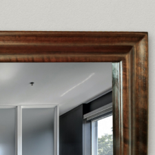 Specialty Wood - Heirloom Walnut Thin walnut wood framed TV mirror corner