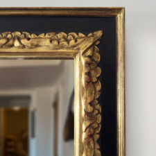 Gilded Carved - GC121 black and gold mirror tv frame with floral carvings